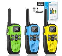 Walkie Talkie NiñOs Recargable,3pcs NXGKET Walki Talki Largo Alcance con BateríA De Iones De Litio Incorporada,16 Canales Cable USB Tipo C Auto Squelch para Juegos Al Aire Libre Camping Senderismo