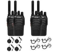 Walkie Talkie PMR446 Licencia Libre Pofung PT88E Radio Comunicador, 16 Canales Walkis Profecionales 1500mAh Walkie Talkie Largo Alcance Radio Portátil,para Adultos Senderismo (Negro, 4 Piezas)