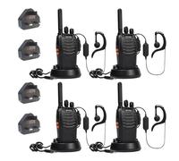 Walkie Talkie PMR446 Radio bidireccional de largo alcance Pofung PT88E Radio profesional sin licencia 16 canales Walkie Talkies recargables para adultos con auriculares VOX LED Light (negro, paquete