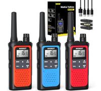 Walkie Talkie Profesional Recargable, NXGKET 3pcs PMR 446 Sin Licencia Radiocomunicación Largo Alcance con Batería Incorporada,16 Canales Radio LCD Pantalla y Luz LED para Camping