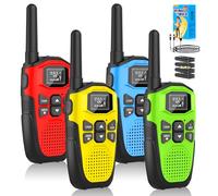 Walkie-Talkie Profesional Recargable, NXGKET 4pcs PMR 446 Sin Licencia Radiocomunicación Largo Alcance 5km con Pilas Incorporada,16 Canales Radio LCD Pantalla y Luces de Emergencia