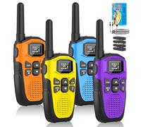 Walkie-Talkie Profesional Recargable, NXGKET 4pcs PMR 446 Sin Licencia Radiocomunicación Largo Alcance 5km con Pilas Incorporada,16 Canales Radio LCD Pantalla y Luces de Emergencia
