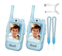 Walkie-Talkies con Cámara para Niños,Intercomunicadores Interactivos Recargables De 2 Piezas - Walkie Talkies De Largo Alcance con Pantalla - para Niños de 3 a 12 Años en Actividades, y