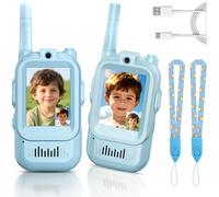 Walkie-talkies con vídeo para niños de 3 a 12 años, recargables, paquete de 2