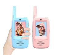 Walkie Talkies para Niños - 2 Radios Walkie con Pantalla HD Y 4 Cambiadores De Voz | Radio Juguete para Niños Exterior - para Camping Senderismo En Interiores Juego De Roles