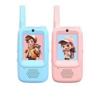 Walkie Talkies para Niños | 2 Walkie Talkies con Pantalla HD Y Video Y 4 Cambiadores De Voz - Radio De Juguete Recargable para Niños | para Aire Libre Camping Senderismo En Interiores