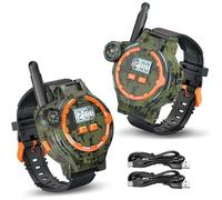 Walkie Talkies recargables USB para niños Reloj Walkie Talkie bidireccional de largo alcance con linterna de brújula y fecha y hora ajustable Equipo de camping portátil para niños Talkies para-