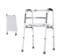 Walking Aid Instrumentos médicos Andador para caminar de aleación de aluminio, andador auxiliar plegable con asiento de 2 ruedas, C (C)