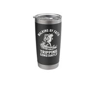 Walking by Faith Tripping Constantly Cute Frog Hiker Vaso térmico de acero inoxidable de doble pared
