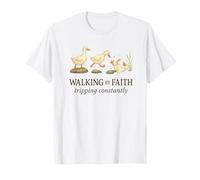 Walking by Faith Tripping Constantly Funny Christian Duck Camiseta