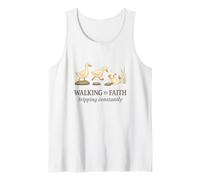 Walking by Faith Tripping Constantly Funny Christian Duck Camiseta sin Mangas