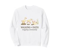 Walking by Faith Tripping Constantly Funny Christian Duck Sudadera