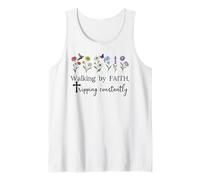 Walking by Faith Tripping Constantly Jesus Cross Christian Camiseta sin Mangas