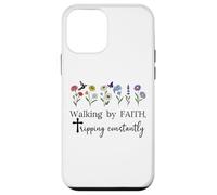 Walking by Faith Tripping Constantly Jesus Cross Christian Carcasa para iPhone 12 Mini