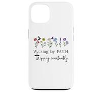 Walking by Faith Tripping Constantly Jesus Cross Christian Carcasa para iPhone 13