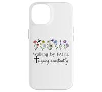 Walking by Faith Tripping Constantly Jesus Cross Christian Carcasa para iPhone 14