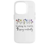 Walking by Faith Tripping Constantly Jesus Cross Christian Carcasa para iPhone 14 Pro