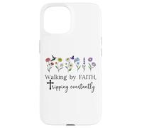 Walking by Faith Tripping Constantly Jesus Cross Christian Carcasa para iPhone 15