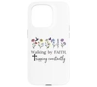 Walking by Faith Tripping Constantly Jesus Cross Christian Carcasa para iPhone 15 Pro