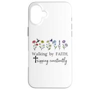 Walking by Faith Tripping Constantly Jesus Cross Christian Carcasa para iPhone 16 Plus