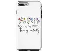 Walking by Faith Tripping Constantly Jesus Cross Christian Carcasa para iPhone 7 Plus/8 Plus