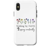 Walking by Faith Tripping Constantly Jesus Cross Christian Carcasa para iPhone X/XS