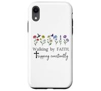 Walking by Faith Tripping Constantly Jesus Cross Christian Carcasa para iPhone XR