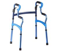 Walking Frame Blue Walker Aluminum Double Armrest Folding Elderly Disabled Walking Auxiliary Four-Legged Non-Slip Walking Stick with Hospital Aids VBTJWRFE