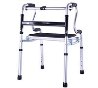 Walking Frame Elderly Walker Wheelless Walking Stand Disabled Walking Frame with Seat Plate Four-Legged Walking Stick Non-Slip Walking Stick with Hospital Aids VBTJWRFE
