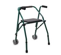 Walking Frame Lightweight Aluminium with Wheels, Folding and Height Adjustable Adult Travel Walker for Seniors, Supportive Actions VBTJWRFE