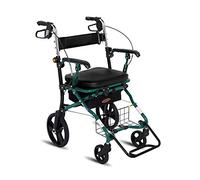 Walking Frame Shopping Trolley, Four-Wheeled Walker, Portable Folding, with Seat, with Footrest VBTJWRFE
