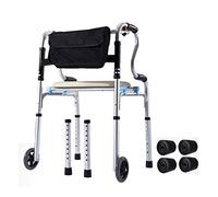 Walking Frame Walker Folding Lightweight Aluminium Adjustable Height Rollator for Elderly Seniors Mobility Aid with Seat VBTJWRFE