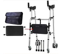 Walking Frame Walking Aid With Wheel Armrest Support Pad Thick Aluminum Alloy Elderly Walking Aid Height Adjustable (with Seat) Yearn for