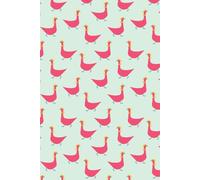 Walking Geese Notebook: 6x9" Lined Journal with Hand-Drawn Geese in Hats in Pink and Mint Blue