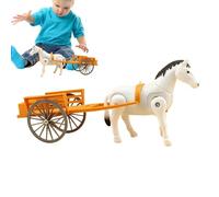 Walking Horse Toy, Kids Horse Toy, Retro Toy Model, Carriage Model Decoration, Horse Model for Home Decor, Toy Horse with Cart, Retro Horse-Drawn Toy Cart, Desktop Animal Toy
