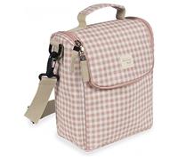 Walking Mum. Bolsa Isotérmica para Comida de bebé i Love Vichy. Gran Capacidad. Diseño versátil con asa Cortas y Correa para Llevar en los Hombros. Color Rosa. Medidas 26X23X12 cm.