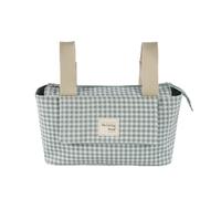 Walking Mum. Bolso organizador I Love Vichy. Bolsa de maternidad para silla de paseo. Asas cortas para fijar al carro. Color Verde. Medidas 31X17X12 cm.