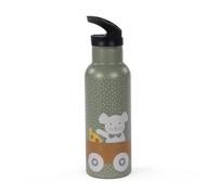 Walking Mum Botella Térmica Infantil Poppy, 500ml, Acero Inoxidable, Doble Pared Aislante, Verde Musgo, Anti-fugas con Pajita, Para Niños