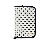 Walking Mum. Libro de Nacimiento Boho Chic. Funda portadocumentos de bebé con bolsillos transparentes y cierre de cremallera. Color Blanco/Negro. Medidas 19X28X1 cm.