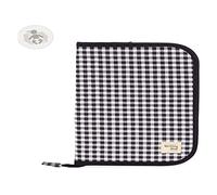 Walking Mum. Libro de Nacimiento I Love Vichy. Funda portadocumentos de bebé con bolsillos transparentes y cierre de cremallera. Color Negro. Medidas 19X28X1 cm.