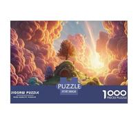 Walking on The Path of Light 1000 Pcs Papel Ecológico Rompecabezas Cloud-Top Cottage Liberador De Estrés Juego Creativo Puzzle para Niños Pequeños 38x26cm/1000pcs