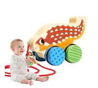 Walking Pull Toy, Wooden Dinosaur Pulls Along, String Drag for with Rolling Wheels Cute Design, Kids 18 Months and Up, Home, Playroom, Nursery, Daycare, Travel