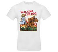 Walking The Dog Sarcasmo Steven Rhodes - Camiseta para hombre, Blanco, XXL