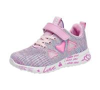 Walking Trainers for Kids Lace up Sports Running Trainers Teen Girls Heart Print Slip on Sneakers Breathable Soft Non-Slip Thick Soft Sole Tennis Shoes for Little/Big Kids