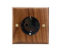 Wall 2 Way Toggle Switch Knurled Brass Lever Black Walnut Solid Wood EU Socket MQXFCZUX(EU Socket)