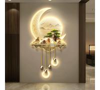Wall Art - Escultura decorativa 3D con luz LED, pintura abstracta moderna de paisaje para sala de estar, dormitorio, entrada y decoración de pasillo