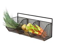 Wall Basket, 3 Compartments Fruit Basket, Wall-Mounted Rack, Space-Saving Multipurpose Organizer, Kitchen Pantry Storage for Ginger, Garlic, Onion, Potato, 14.17x5.51x5.91 Inches