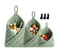 Wall Baskets - 3 Piece Woven Boho Teardrop Storage Organizer
