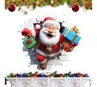 Wall Breaking Santa Sticker, 3D cartoon Santa Claus wall stickers, 3D Effect Peel and Stick Funny Christmas Cartoon DecalsSanta Living Room Door Stickers | for Home Dorm Party Study Bedroom Living