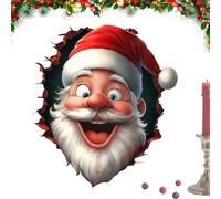 Wall Breaking Santa Sticker, 3D cartoon Santa Claus wall stickers, 3D Effect Peel and Stick Funny Christmas Cartoon DecalsSanta Living Room Door Stickers | for Home Dorm Party Study Bedroom Living